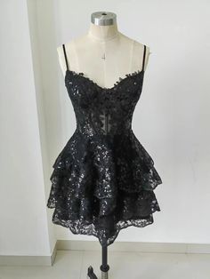 Black Lace Homecoming Dress Girl Dress Wedding Receiption - Etsy Black Formal Dress Short Lace, Lacy Black Dress Short, Black Goth Homecoming Dress, Black Lace Mini Dress For Prom, Black Hoco Dress Short, Hoco Dress Short, Prom Dress Short, Dress Short Prom, Black Gothic Mini Dress With Lace Trim