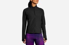 There's never bad weather with this women's hybrid running jacket. Wind- and water-resistant panels provide protection, and you can pack it down into a backpack if the skies clear. Moisture-wicking Nylon Running Outerwear, Windproof Nylon Activewear For Running, Breathable Nylon Outerwear For Running, Windproof Winter Activewear For Running, Winter Windproof Activewear For Running, Windproof Nylon Athleisure Activewear, Athleisure Nylon Outerwear For Running, Functional Waterproof Activewear For Workout, Sporty Nylon Outerwear For Running