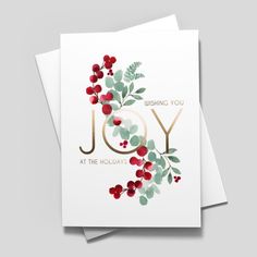 a christmas card with the words joy on it