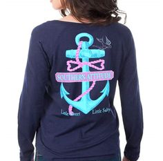 PRICES MAY VARY. Screenprinted Southern Attitude Graphics on Back with Front Left Pocket Logo Machine Washable Unisex Sizing Great Gift Idea With a cute screen-printed graphic that features the brand's name, this Southern Attitude Little Sweet Little Salty Bow Tie Anchor will be a great option for your Southern Attitude t-shirt collection. Made with 100% cotton and high quality screen printing this is made to last. The back screen-printed graphic has Southern Attitude branding graphic with the c Simple Southern Shirt, Pegged Jeans, Blue Preppy, Summer Sweatshirt, Cropped Cardigan Sweater, Pocket Logo, Cardigan Sweater Jacket, Mini Shirt Dress, Casual Tank Tops