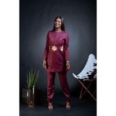 Kiba Fina Traditional Workwear Sets For Fall, Fitted Long Sleeve Kaftan For Ceremonial Occasions, Fitted Long Sleeve Agbada For Festive Occasions, Costume Africain, African Fashion