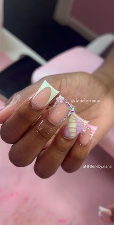 Ombre Acrylic Nails Almond, Duck Nail Ideas, Acrylic Nails Almond, Duck Nail, Ombre Acrylic, Retro Nails, Ombre Acrylic Nails