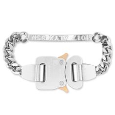 Based in New York City and produced in Italy, 1017 ALYX 9SM was created by Matthew M. Williams. Each piece highlights commitment to detail, innovation, and an emphasize to push new ideas forward. Slimline tailoring, luxurious fabrics, and aggressively elegant accessories offer consumers a complete wardrobe. Pictured is the 1017 Alyx 9SM Buckle Bracelet in Silver. td {border: 1px solid #ccc;}br {mso-data-placement:same-cell;} AAUJW0034OT02 GRY0002 Metal composition Push clap fastening Branding to 1017 Alyx Bracelet, Matthew M Williams, Piece Highlights, 1017 Alyx 9sm, Buckle Bracelet, Neck Piece, Elegant Accessories, Emphasis, New Ideas