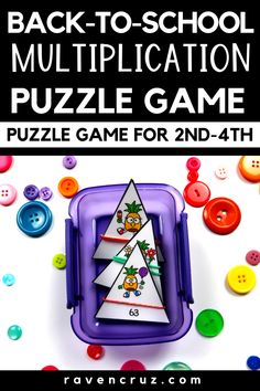 the back to school puzzle game for 2 nd - 4h is shown with buttons and