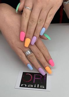 Colorful Matte Nails, Multi Colored Nails, Nails Grunge, Multicolored Nails, Yellow Nail Art, Sunflower Nails, Grunge Nails, Cute Summer Nails, Nails Only