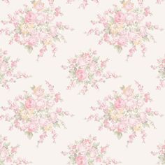 a wallpaper with pink flowers and green leaves on the top right half of it