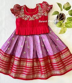 Traditional Baby Dresses, Indian Dresses For Kids, Kids Dress Collection, Kids Blouse Designs, Kids Blouse