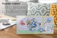 a card with an image of two rabbits on a scooter and the words, kaarten maken utteg simple schilkaat maker