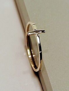 Pretty Gold Rings, Gold Cross Ring, Cross Rings, Dainty Band, Mom Ring, Ring Pictures, Cross Ring, Cross Jewelry, Gold Cross