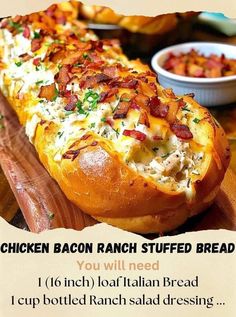 the bread has bacon and cheese on it