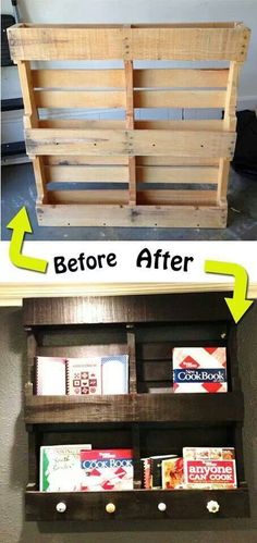 an old wooden crate turned into a shelf