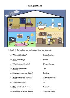 a worksheet with words and pictures to describe what is in the house on it