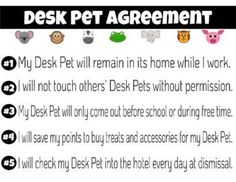 a sign that says desk pet agreement