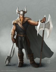 an image of a man in armor holding two axes