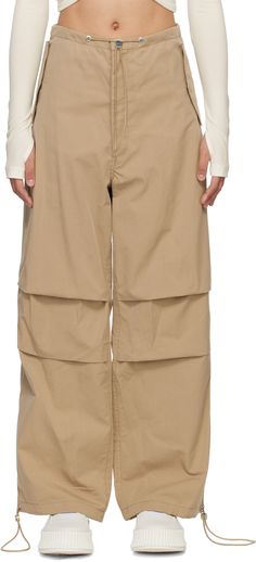 Wide-leg cotton-blend twill trousers. · High-rise · Bungee-style drawstring at waistband and cuffs · Three-pocket styling · Zip-fly · Pleats at knees Supplier color: Sahara Pleat Pants, Twill Trousers, Knee Pants, Dion Lee, Trouser Pants Women, Trousers Women, Bottoms Pants, Wide Leg Pants, Apparel Accessories