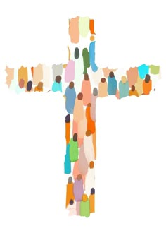 a cross made up of many different colored people