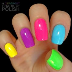 Unghie Sfumate, Colorful Nail, Bright Nails, Summer Acrylic Nails, Rainbow Nails, Neon Nails, Dipped Nails, Best Acrylic Nails