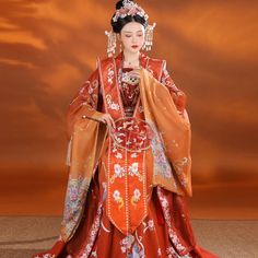 Orange Hanfu, Orange Season, Skirt Scarf, Traditional Chinese Wedding, Red Opal, Hanfu Dress, Scarf Material, Chinese Wedding, Chinese Clothing