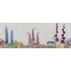 a cross stitch pattern with flowers and plants on it's border, in the middle of