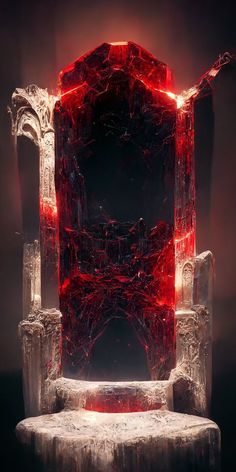 a chair made out of ice and red light