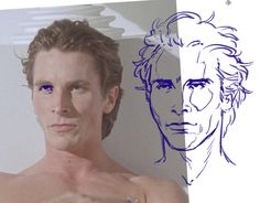 a drawing of a man's face next to an image of himself