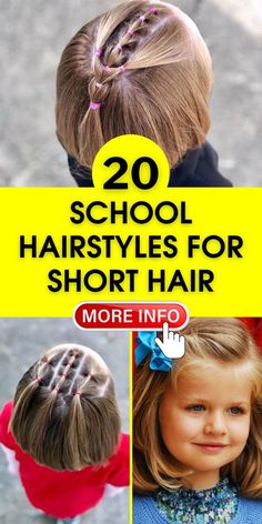 Girls Short Hair Styles For School, Hairstyles For Short Hair Kids, School Hairstyles For Short Hair, Pixie Braids, Short Hair For Kids, Quick Hairstyles For School, Childrens Hairstyles, Quick Braids