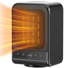 an electric heater with yellow light coming from it