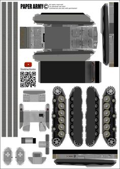 paper model of an army tank with metal parts