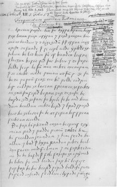 an old manuscript with writing on it and black ink in the middle, next to a white background