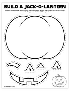 a printable pumpkin cut out with the words build a jack - o'lantern