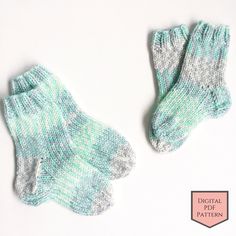 Are you looking for a teeny tiny sock for some teeny tiny toddler feet?  Then this is the sock knitting pattern for you! Sized to fit toddlers between 3 and 24 months, these double-knitting weight socks are a perfect last minute gift as they are super quick and super useful.   If you fancy learning to knit socks, visit https://tinyurl.com/ks-knit-socks to sign-up for free. Yarn Weight: Double Knitting.  The sample is shown West Yorkshire Spinners Bo Peep baby (112m per 50g) but I have knit many Knit Socks Pattern, Sock Knitting Pattern, Brioche Pattern, Double Knitting Patterns, Baby Socks Knit, Brioche Stitch, Sock Knitting, Socks Pattern, Easy Knit