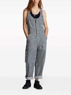 Ralph Lauren RRL Striped cotton-twill Jumpsuit - Farfetch Yoko London, City Dress, Summer Beach Wear, Lady Dior, Cotton Twill, Jacket Tops, Denim Dress, All Fashion, Jacket Dress