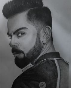 a pencil drawing of a man with a beard wearing a leather jacket and looking off to the side