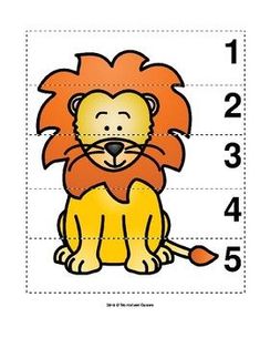 a cut out of a lion with numbers to match it's size and color