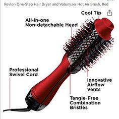 Brand New With Box Revlon One-Step Hair Dryer And Volumizer Hot Air Brush, Red Detailsdetails Hair Type All Color Red Volumizer Brand Revlon Special Feature Not-Applicable Material Nylon Revlon Hair Straightener, Revlon Curling Iron, Electric Hair Brush, Rotating Curling Iron, Hot Air Brush, Hair Blow Dryer, Latest Makeup Trends, Oval Brush, Blow Dry Brush