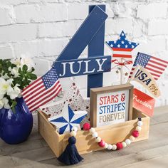 an american flag themed fourth of july decoration with the words celebration suite 4 july and stars & stripes forever