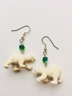 Polar bear earrings Polar Bear Earrings, Bear Earrings, White Bear, Polar Bear, Drop Earrings