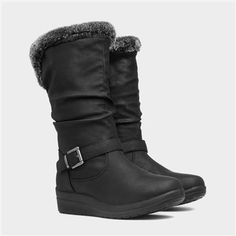 Shoe Zone, Fur Lined Boots, Boot Style, Black Faux Fur, Faux Fur, Buy Online, Fashion Outfits, Boots, Black