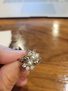 Silver Jeweled Ring For Anniversary, Vintage Jeweled Rings, Vintage Rhinestone Rings For Gifts, Vintage Rhinestone Rings For Gift, Vintage Rhinestone Rings As A Gift, Formal Vintage Flower Ring, Vintage Flower Ring For Formal Occasion, Jack Daniels Bottle, Avon Rings