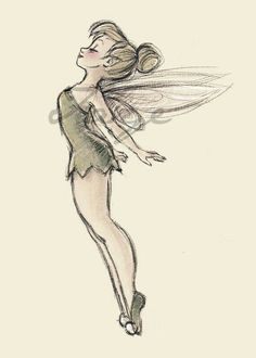 a drawing of a fairy with wings flying through the air