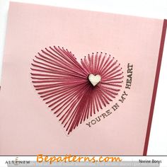 a pink card with a heart on it and the words, you're in my heart