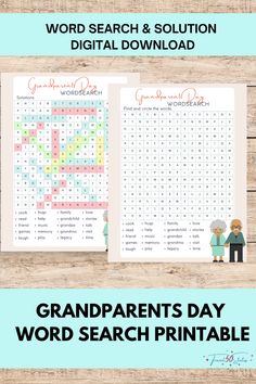 a printable word search and solution for grandparents