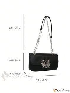 Bird in Bag - Decorative Flap Square Bag Chain Strap Solid Rectangular Shoulder Bag With Hardware, Crossbody Bag With Hardware, Elegant Crossbody Shoulder Bag With Hardware, Formal Rectangular Shoulder Bag With Hardware, Formal Rectangular Bags With Hardware, Elegant Everyday Bags With Hardware, Elegant Formal Shoulder Bag With Hardware, Rectangular Bags With Hardware As Fashion Accessory, Elegant Rectangular Bag With Hardware Details