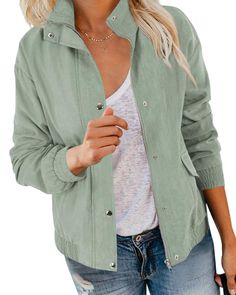 PRICES MAY VARY. ✦Material：Cotton shell that offers ease of movement, and its polyester lining makes it durable. Breathable, stretchy and lightweight high quality fabric, very cozy and comfy to wear ✦Feature: This lightweight military anorak jacket comes with long sleeves, high neckline, lapel, two front utility pockets, full zip up and snap button closure, elastic cuffs, solid color, loose fit ✦Occasion: This short parka safari utility coat perfect for climbing, cycling, camping, hiking, runnin Cargo Jacket, Anorak Jacket, Casual Blazer, Light Jacket, Casual Jacket, Casual Sweatshirt, Outerwear Women, Hoodie Jacket, Snap Button