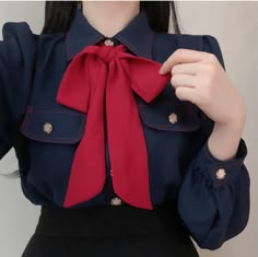 Academia Style, White Shirt Blouse, Tie Women, Custom Made Clothing, Womens Basic, Office Lady, White Shirts, Style Shirt, Cute Bows