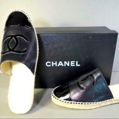 Like New Condition (Worn 1x) Womens Size 6 Comes With Box And Dust Bags. Sold Out Everywhere! Chanel Leather Slides, Chanel Quilted Loafers, Chanel Tweed Sandals, Black Slip-on Espadrilles With Rubber Sole, Luxury Slip-on Espadrilles With Woven Sole, Luxury Black Slip-on Espadrilles, Black Espadrilles, Chanel Black, Chanel Shoes