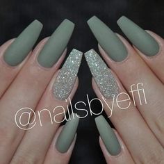 Matte Green Nails, Prom Nail Designs, Smink Inspiration, Prom Nails, Pretty Acrylic Nails, Nail Arts, Best Acrylic Nails