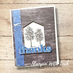 a thank card with trees on it