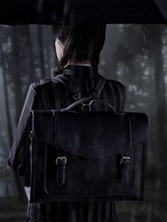 Dark Academia Bag, Japanese School Bag, Black Briefcase, Vintage Briefcase, Japanese Bag, Laptop Bag For Women, Frequent Traveler, Professional Bag, Vegan Leather Bag