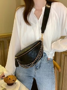 Cool Chic Chains Zipper Sling Bag WHITE-FREE SIZE Spring Outfits For School, Sling Bag Black, Drape Maxi Dress, Fanny Bag, Adjustable Bag, Midi Dress Casual, Maxi Knit Dress, Crochet Bags, Finger Tattoos